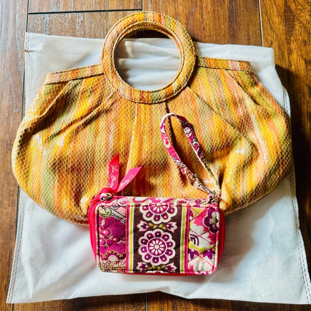 Stuart Weitzman Handbag & New Vera Bradly Pink Floral Wristlet Wallet